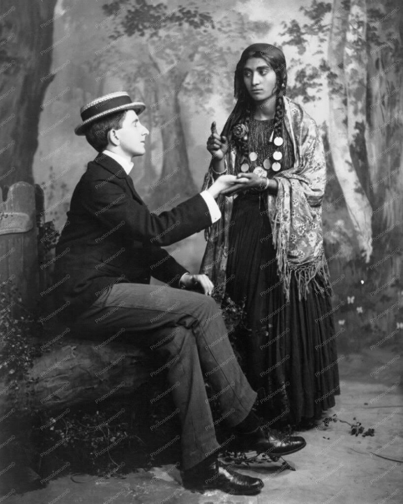 Man Visits Gypsy Fortune Teller 1900s 8x10 Reprint Of Old Photo